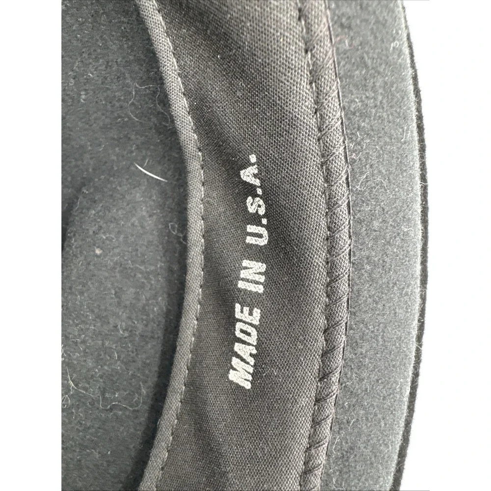 Lite Felt Black Wool Fedora‎ Hat Medium Packable Water Repellent Made in USA